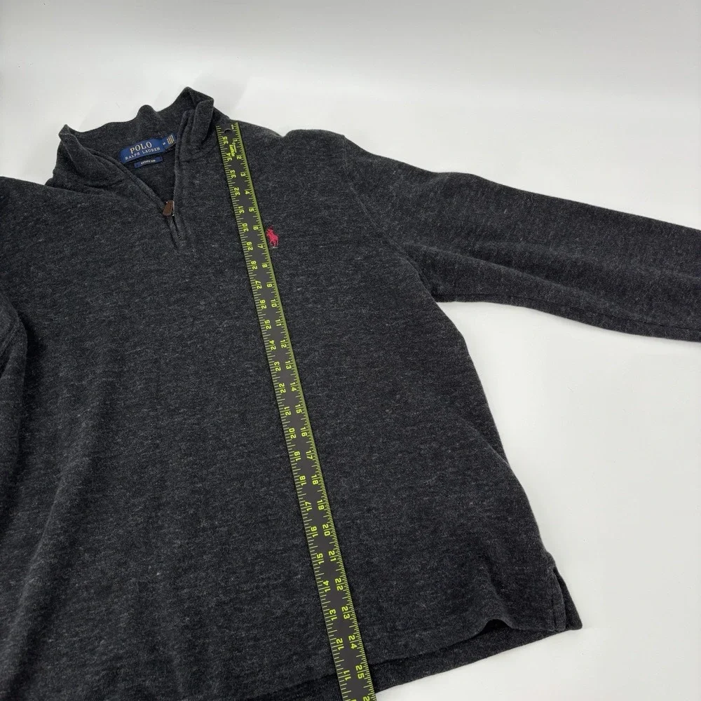 Polo Ralph Lauren Estate Rib‎ 1/4 Zip Sweater Men's Size Medium Gray Pullover